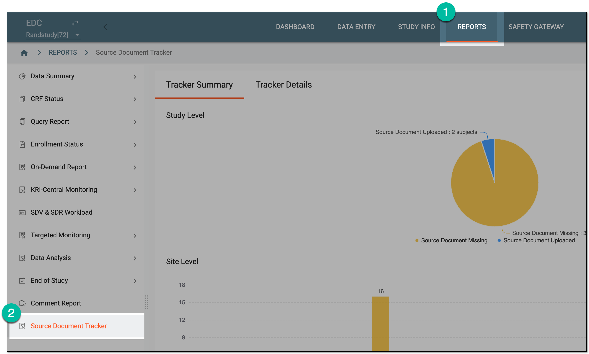 Accessing source document tracker