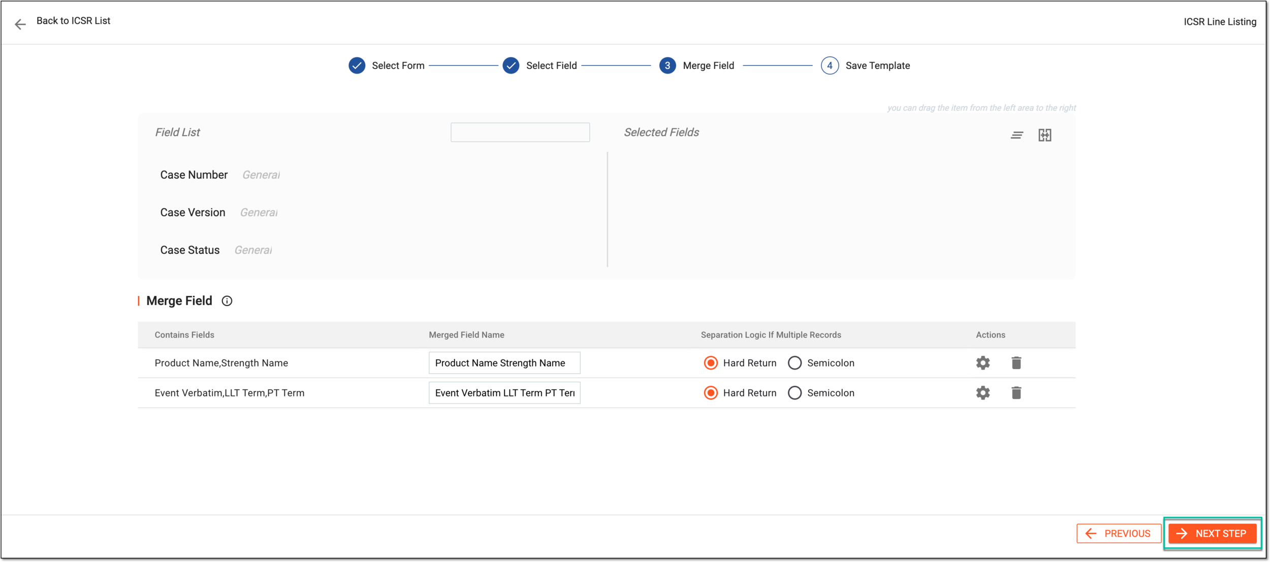 Finalizing field merge
