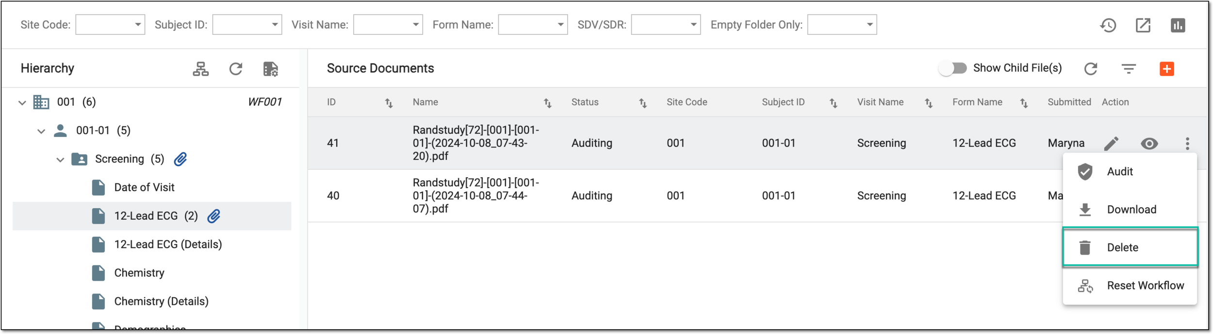 Deleting source document file