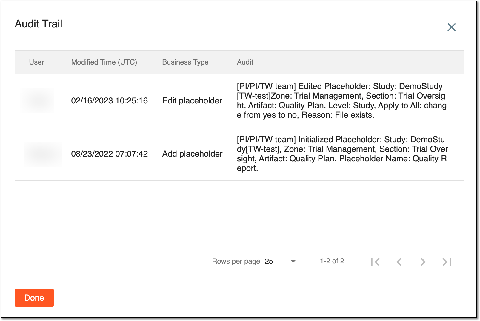 Viewing placeholder audit trail