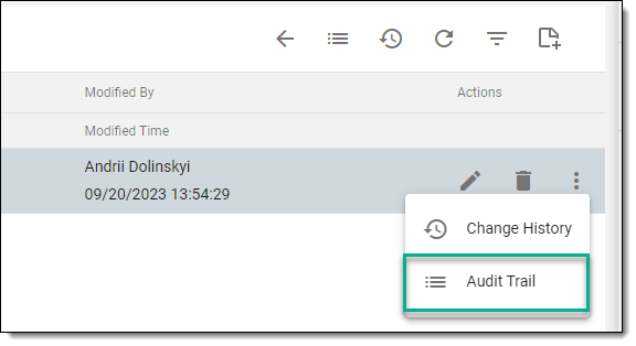 Selecting option to view case note audit trail