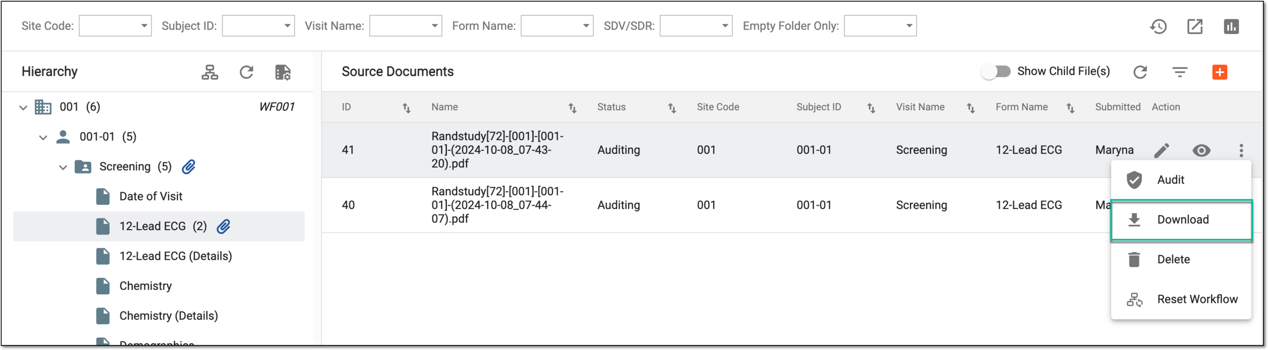 Downloading source document file