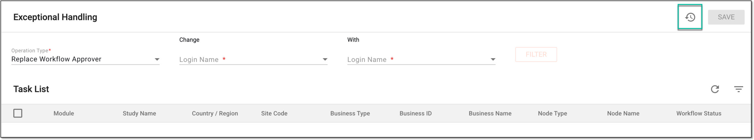 Accessing operation history for exception handling