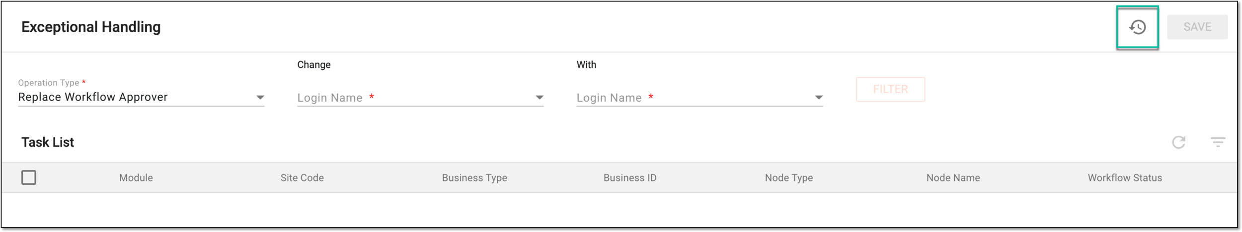 Accessing operation history for exception handling