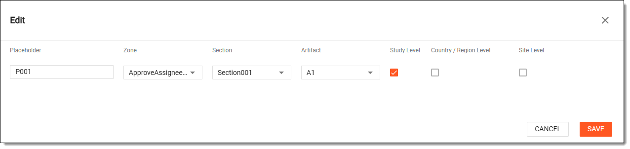 Editing artifact setting