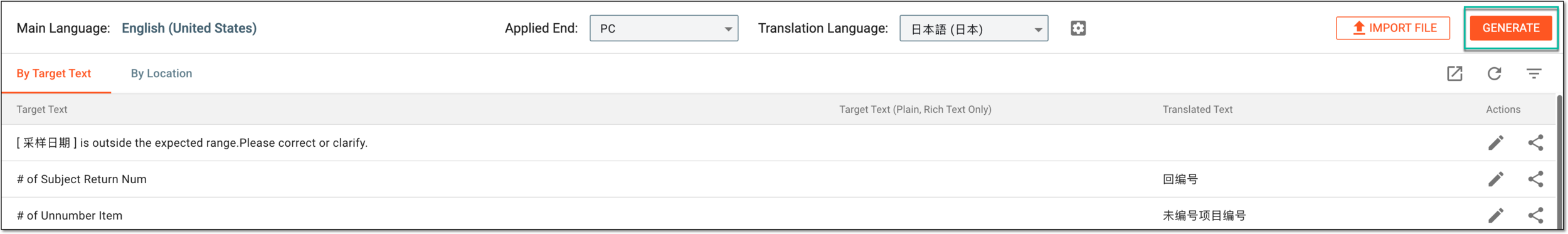 Generating target texts