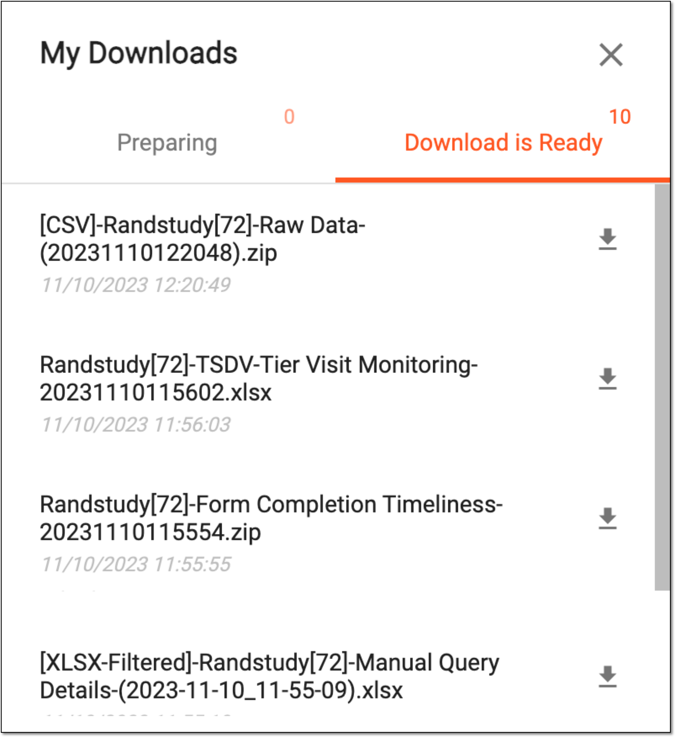 Viewing downloads