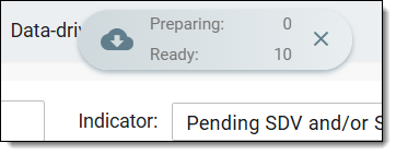 Downloads widget showing indicator data being exported