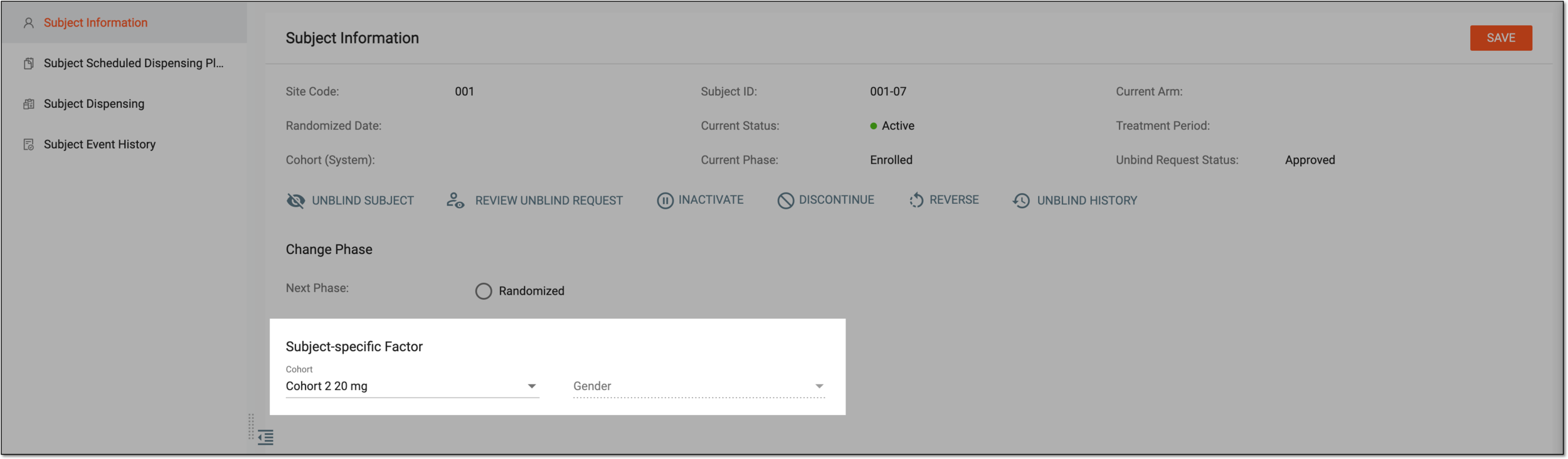 Selecting subject-specific factor value