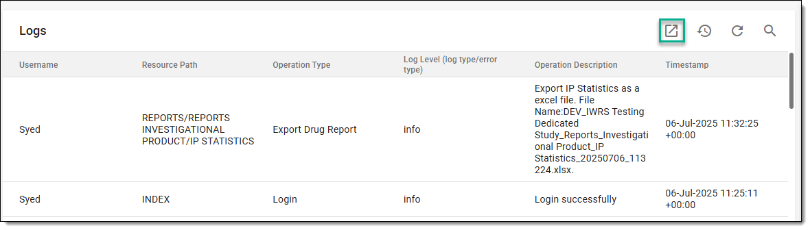 Exporting log management report