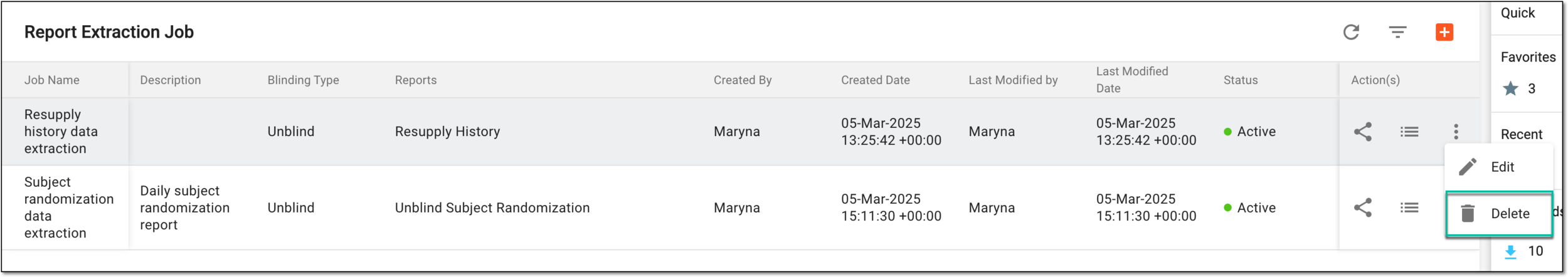 Deleting report extraction job
