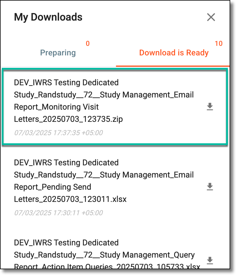 Downloading letter report