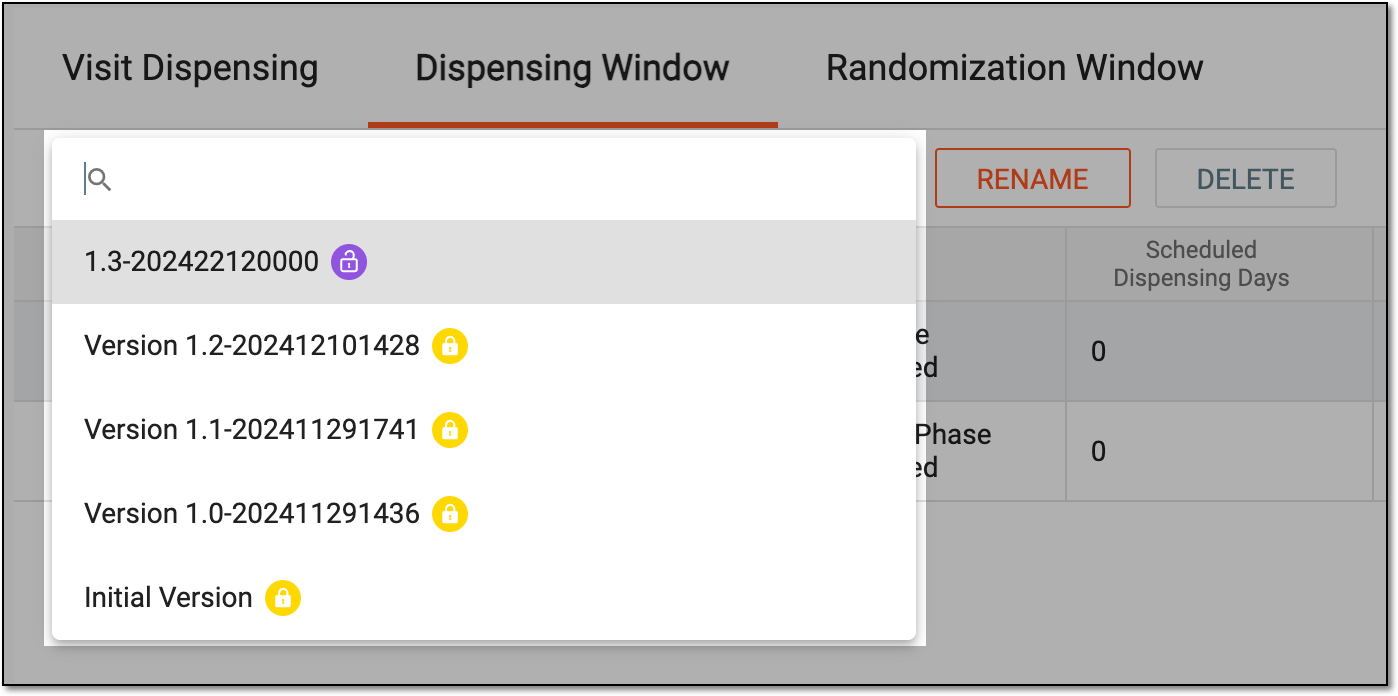 Selecting dispensing visit setting version