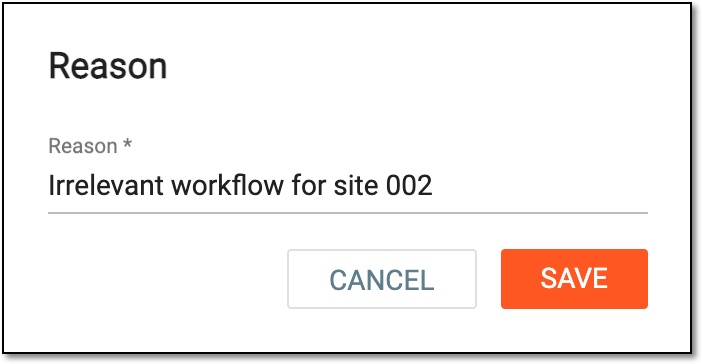 Providing reason for workflow deletion