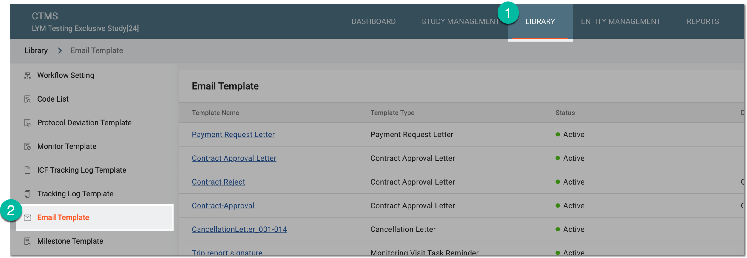 Accessing email templates