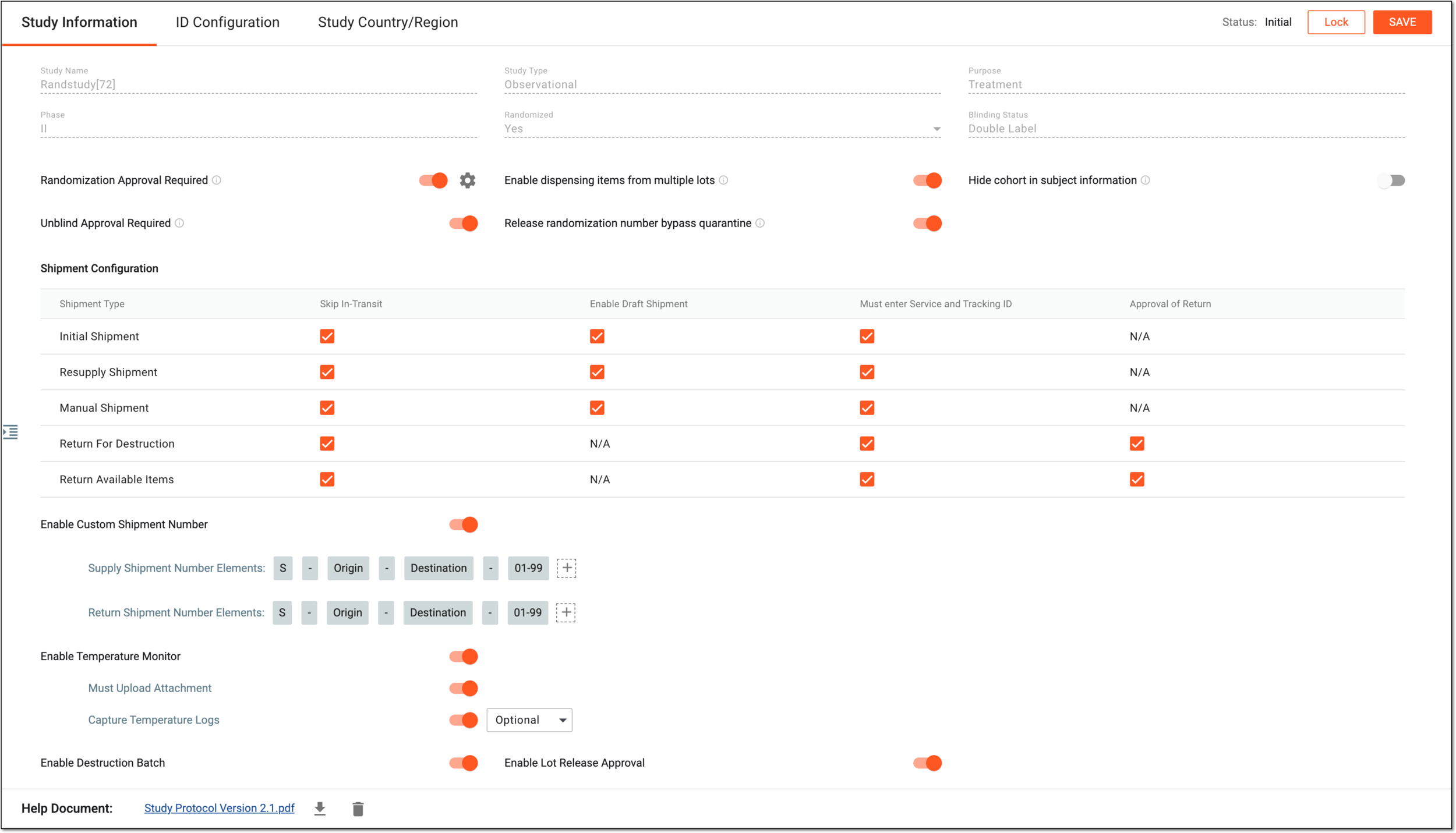 Managing study configurations