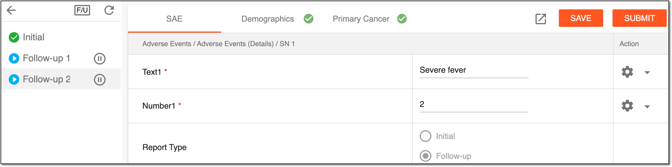 Filling follow-up form