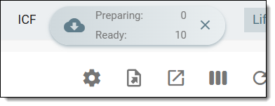 Downloads widget showing ICF records being exported