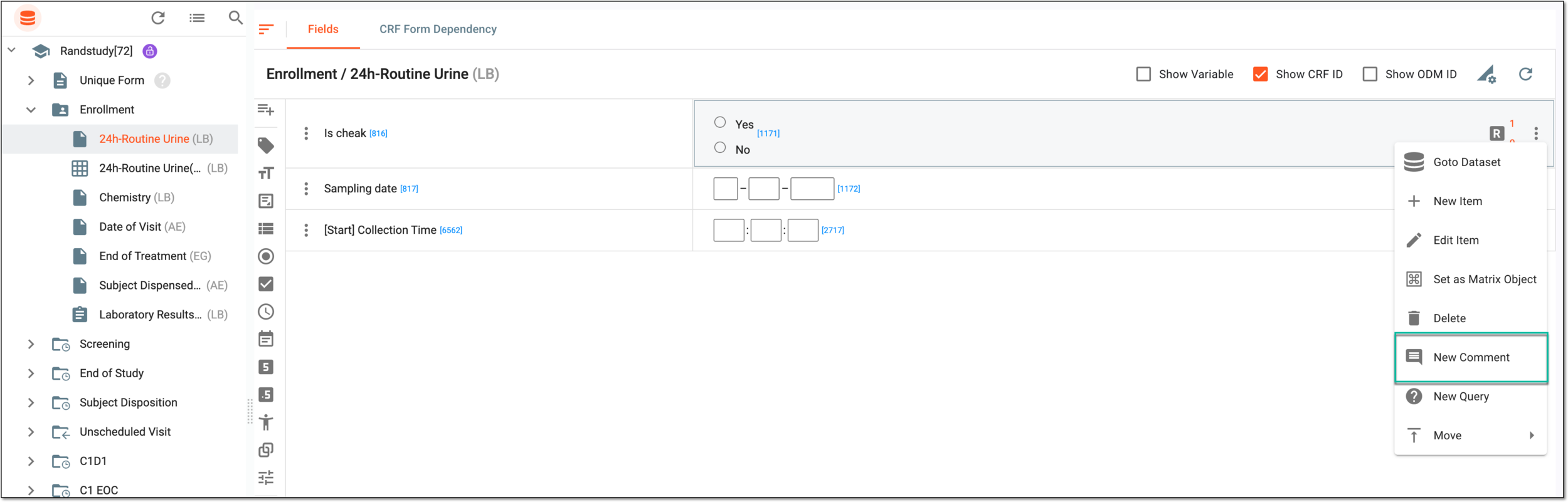 Adding comment to question item