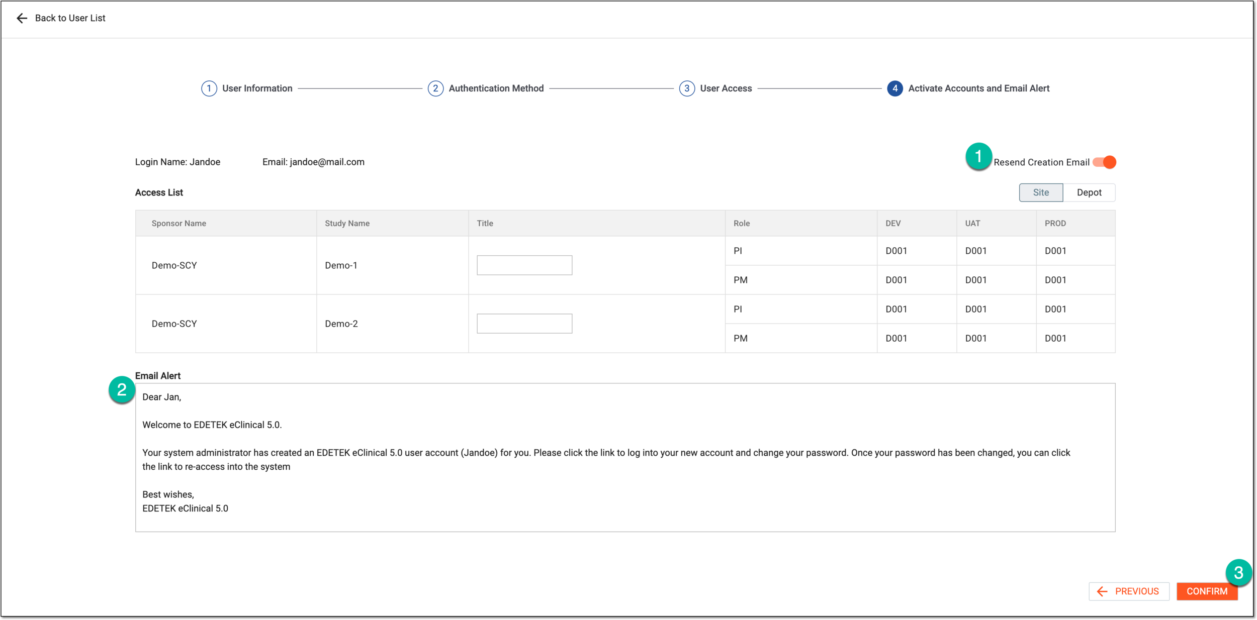 Resending user account creation email