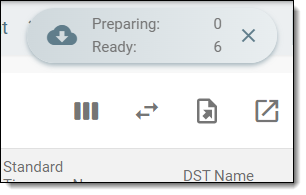 Downloads widget showing sites being exported
