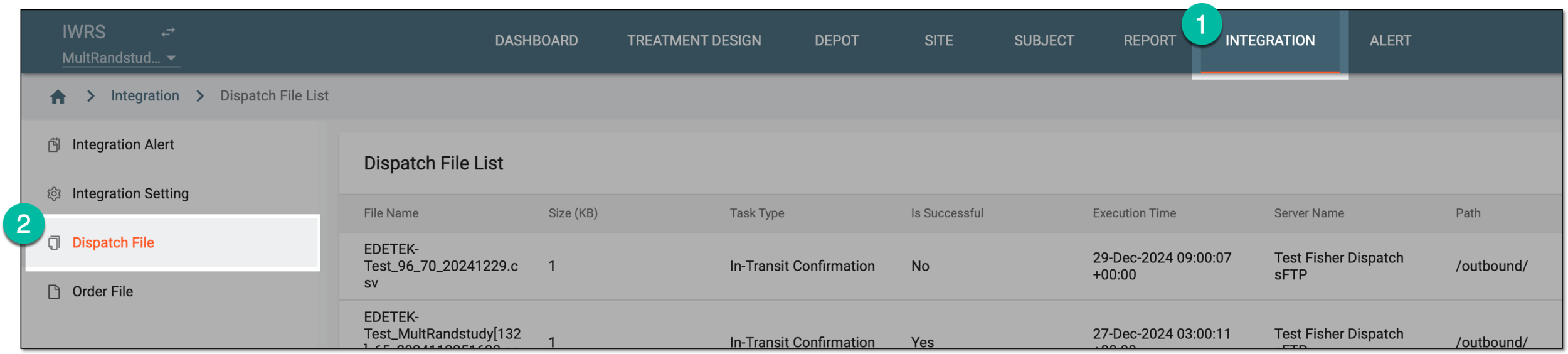 Accessing dispatch file list