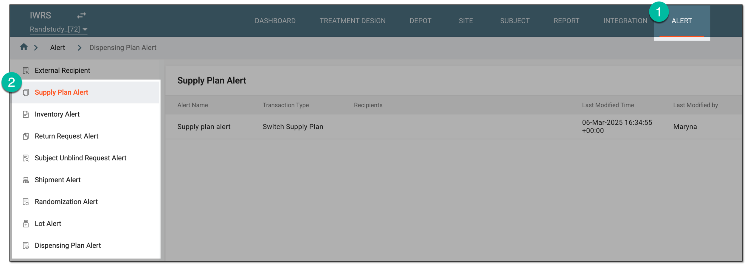Accessing alert settings
