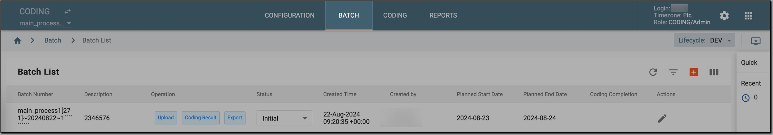 Accessing batch configurations