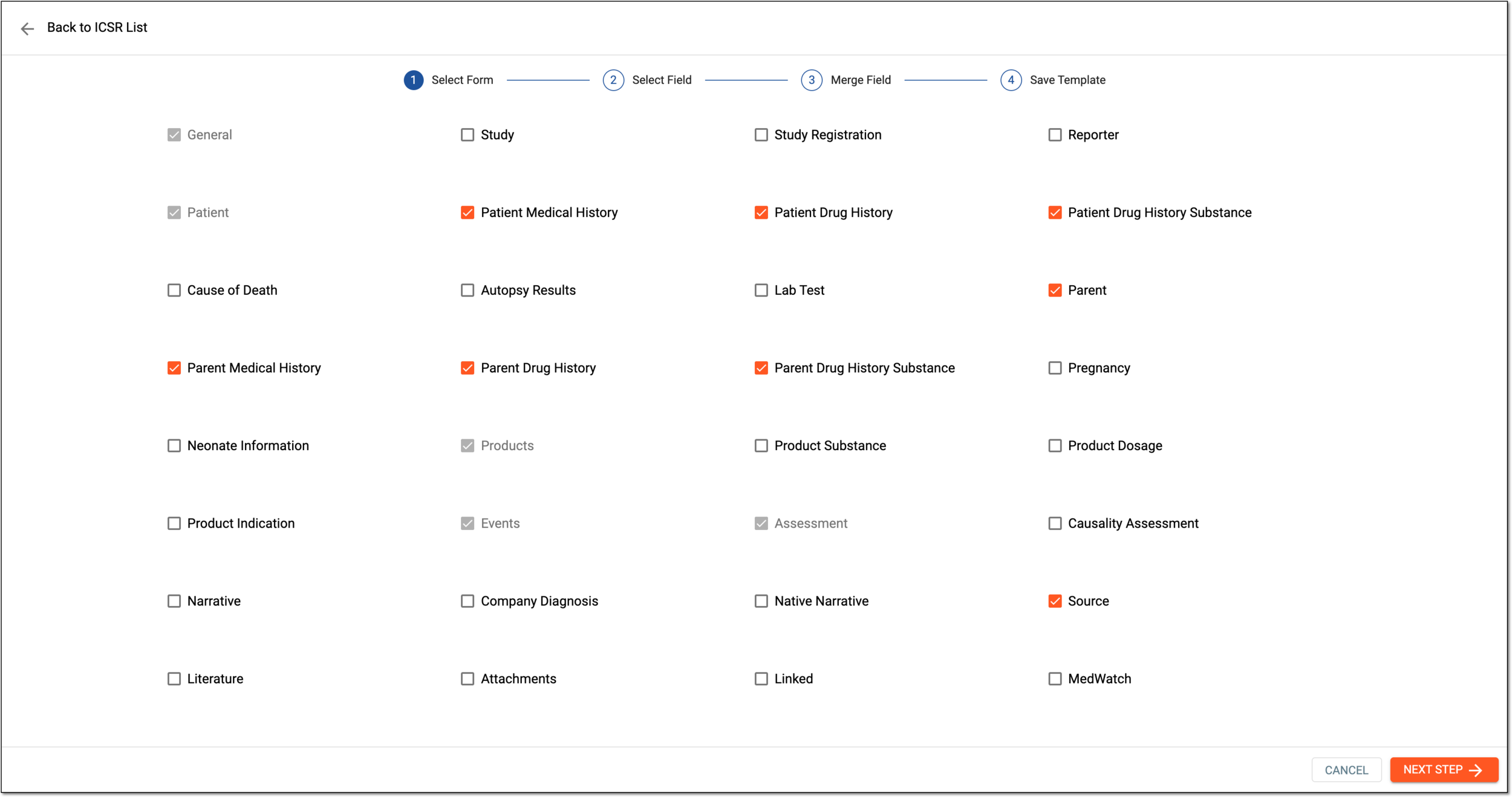 Selecting forms