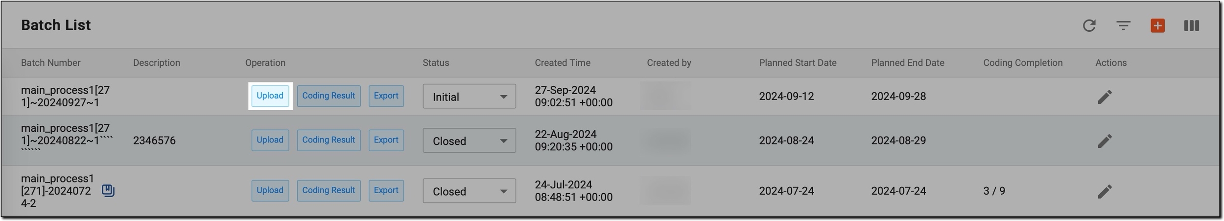 Accessing coding batch domains