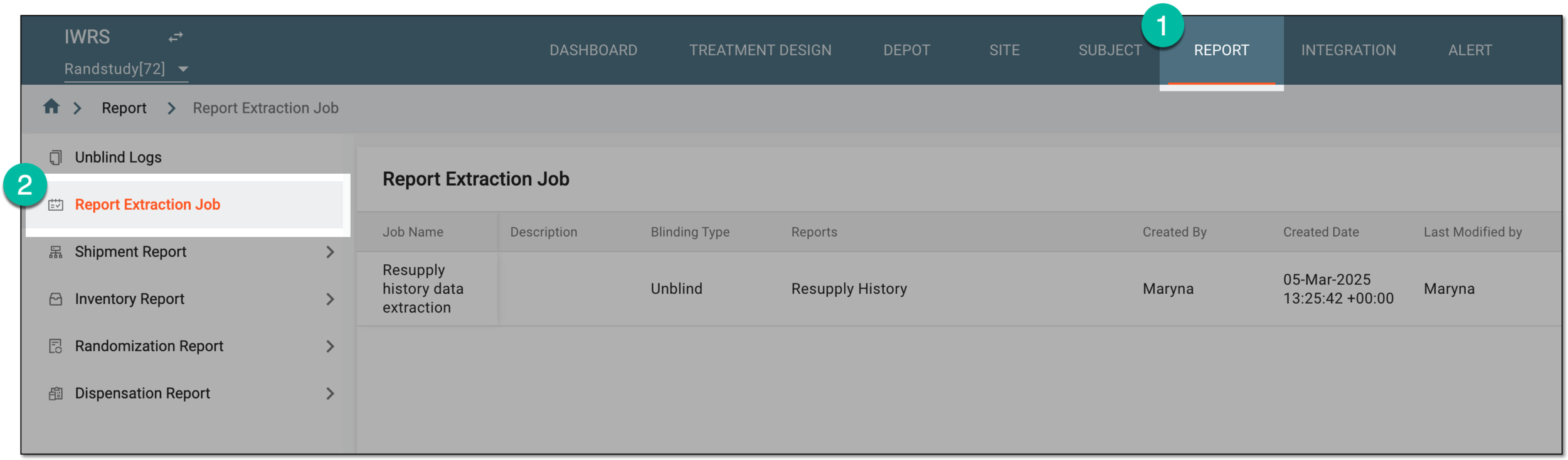 Accessing report extraction jobs