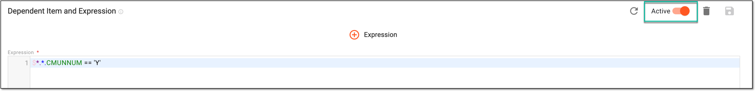 Activating item dependency expression