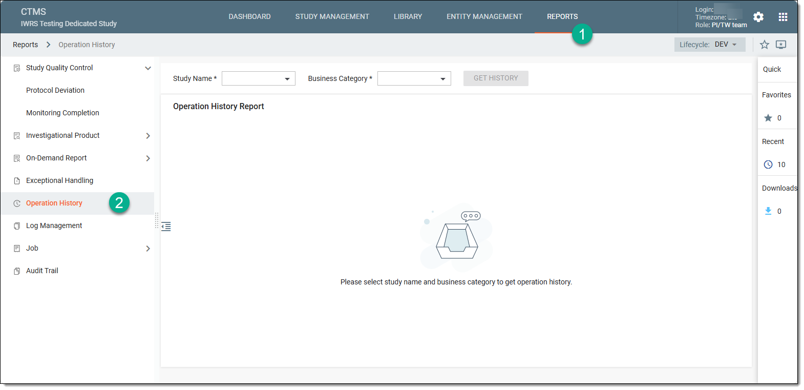 Accessing operation history