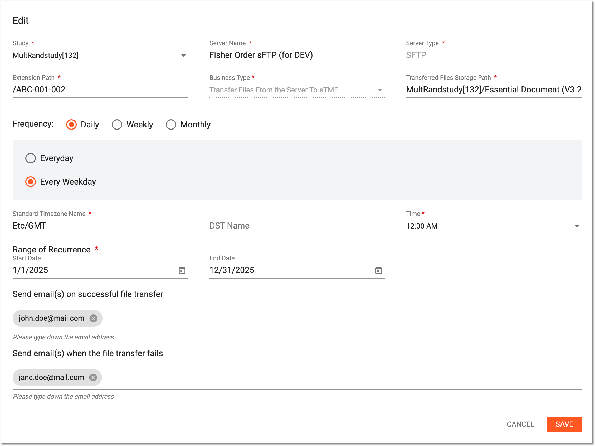 Editing integration configuration