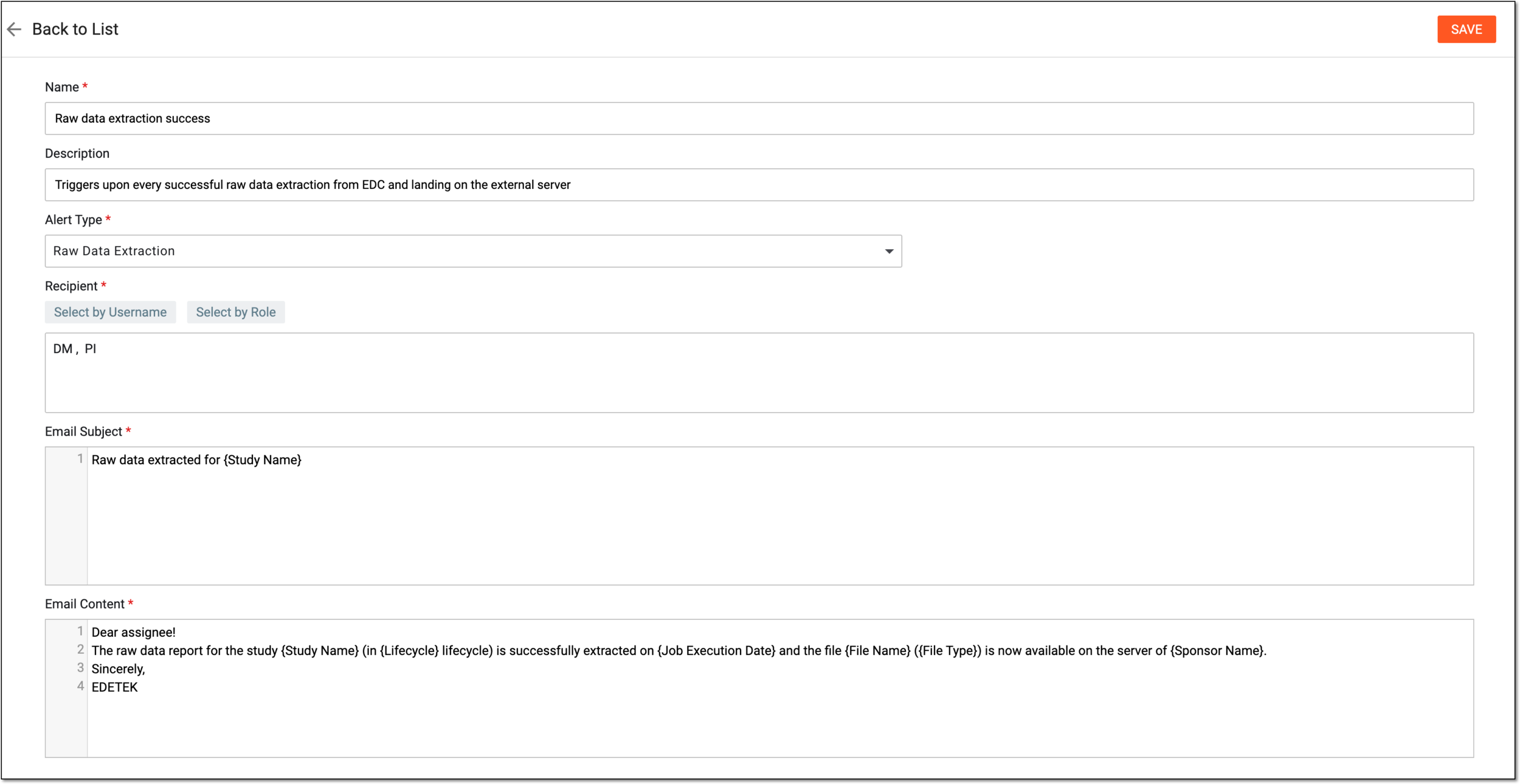Configuring alert details