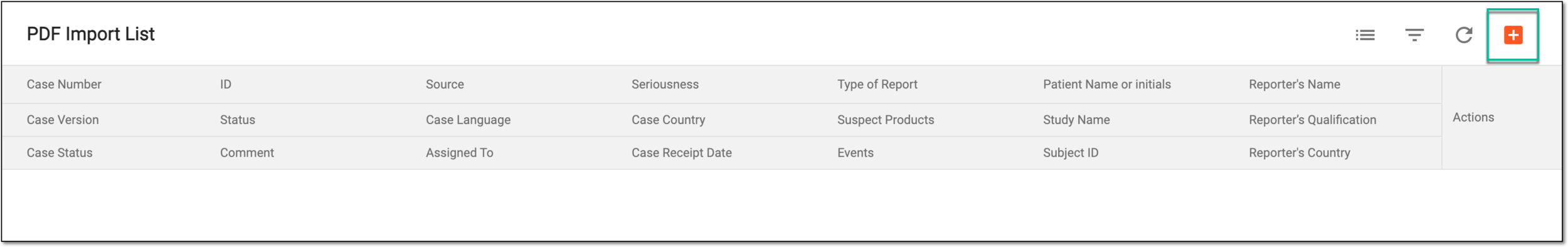 Selecting option to upload safety data PDF