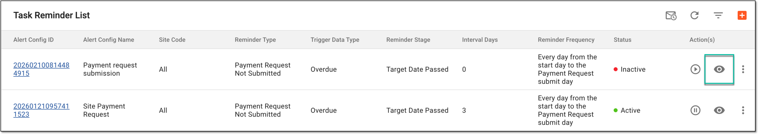 Selecting option to preview task reminder email