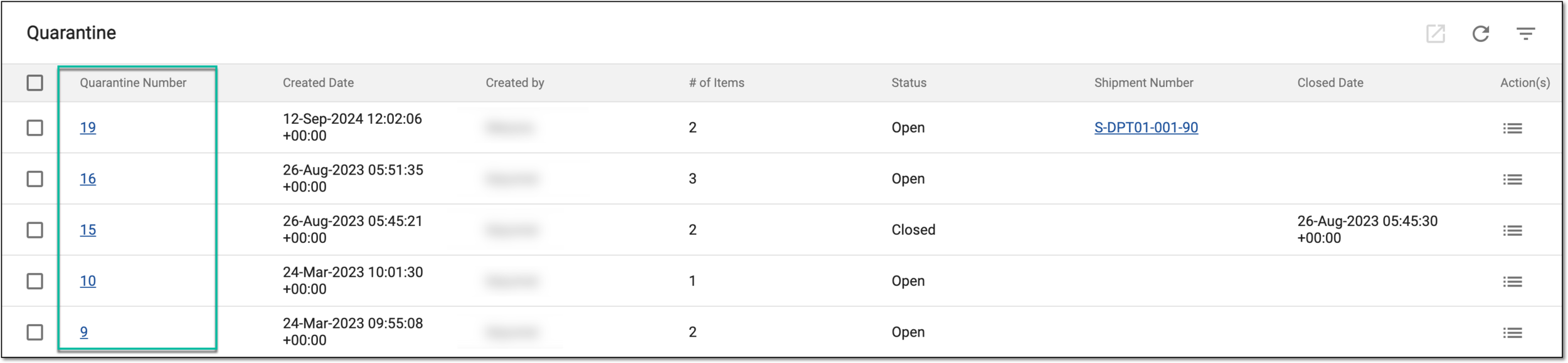 Accessing site quarantine details
