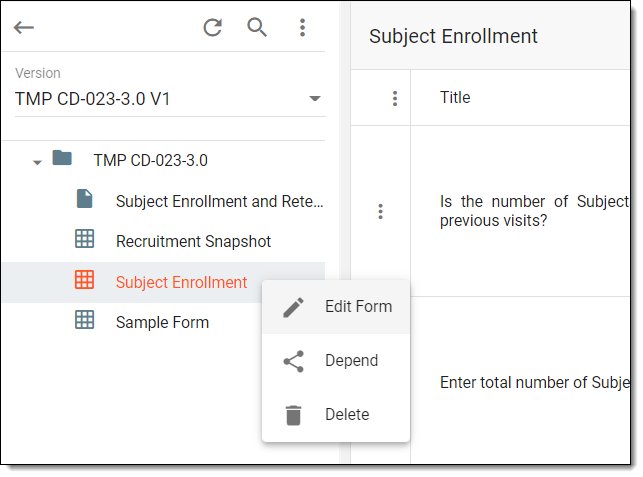 Selecting option to edit simple or log form