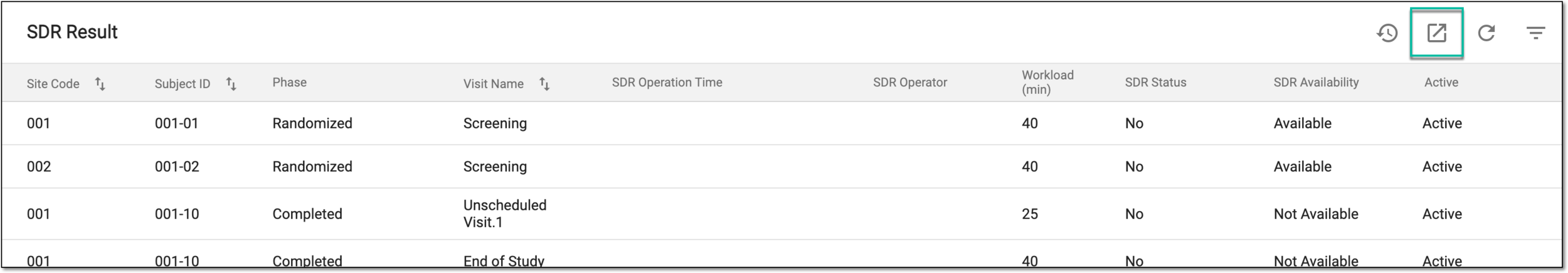 Exporting SDR result records