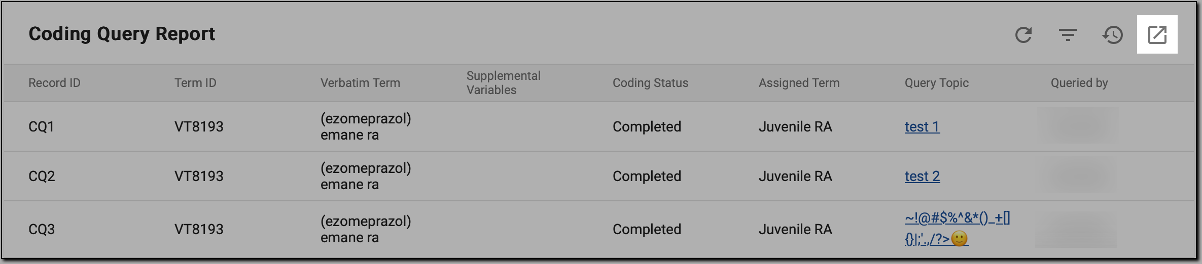 Exporting coding query report