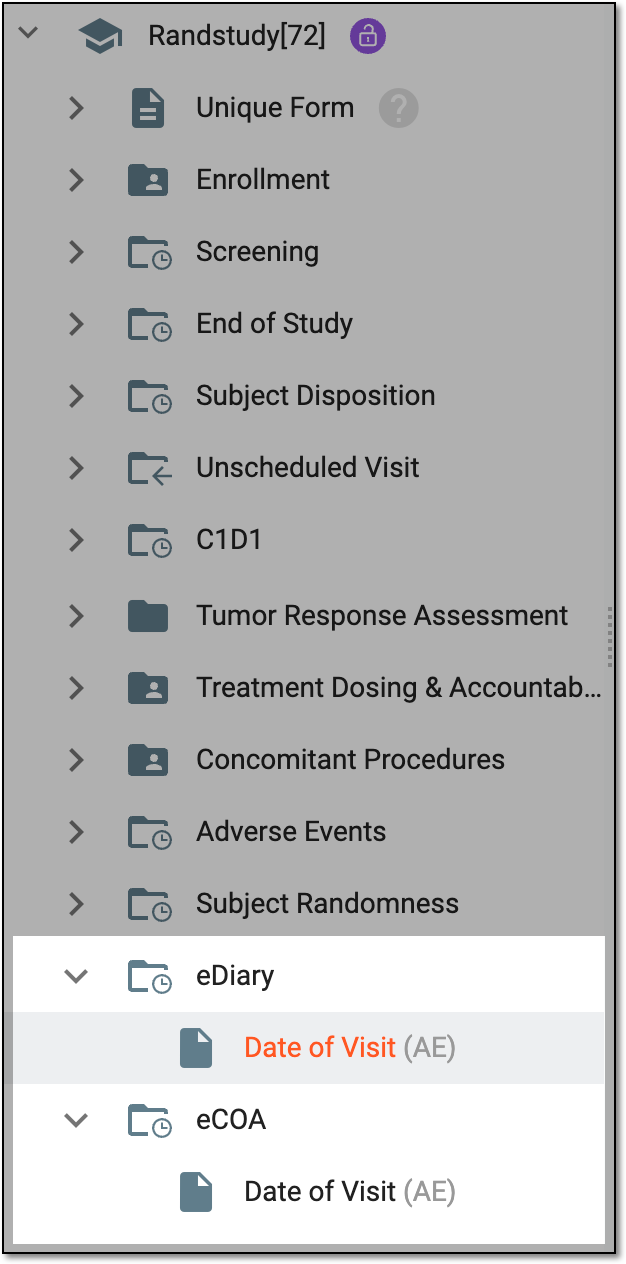 Accessing eDiary and eCOA visit and form
