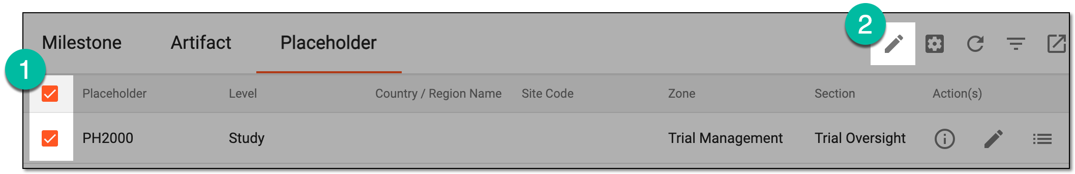 Selecting to edit placeholder configurations in batch