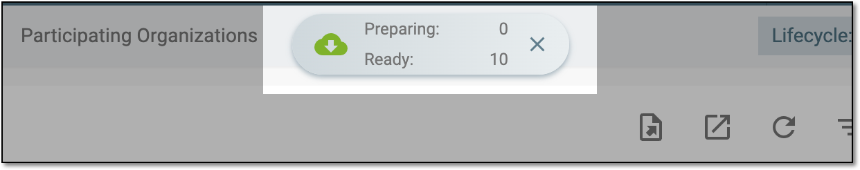 Downloads widget for participating organization list