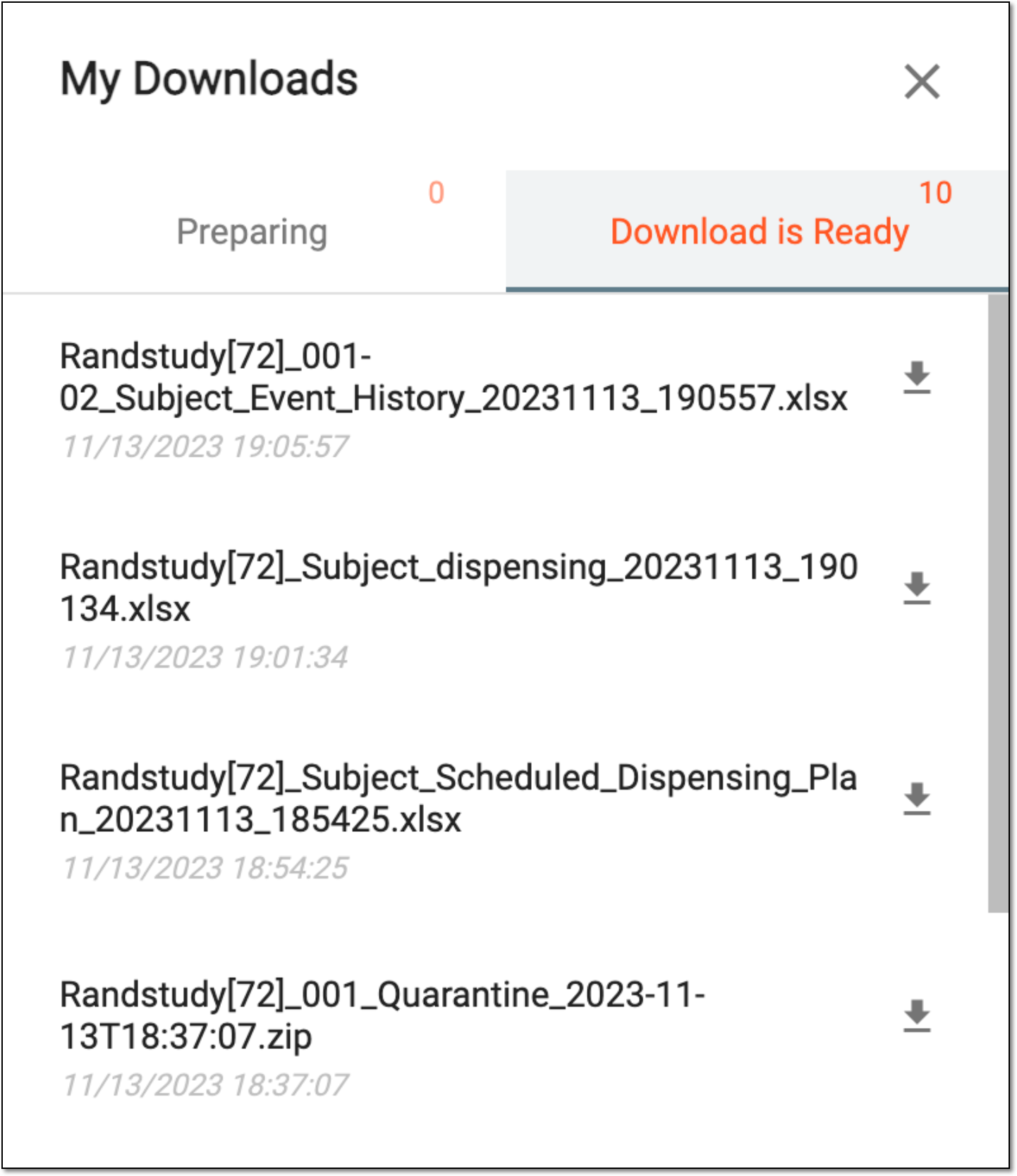 Viewing downloads