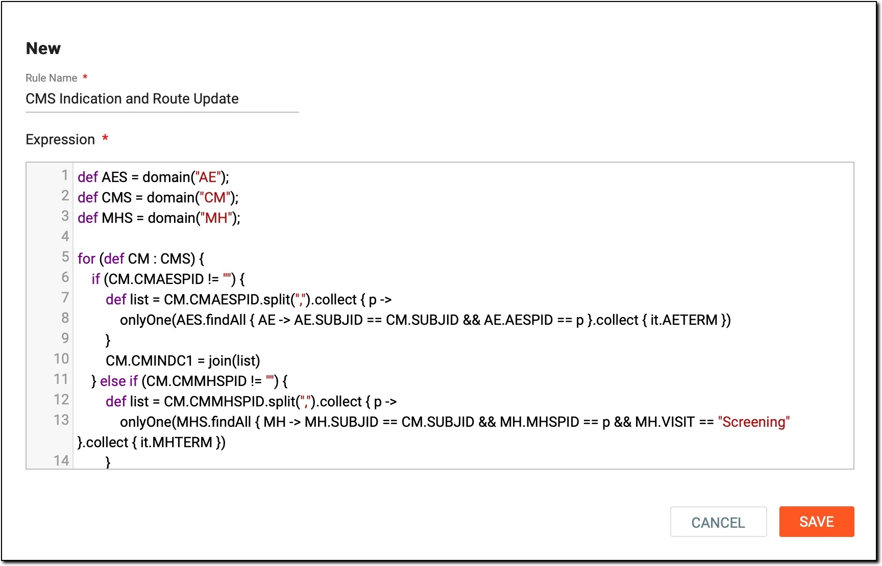 Creating new data processing rule