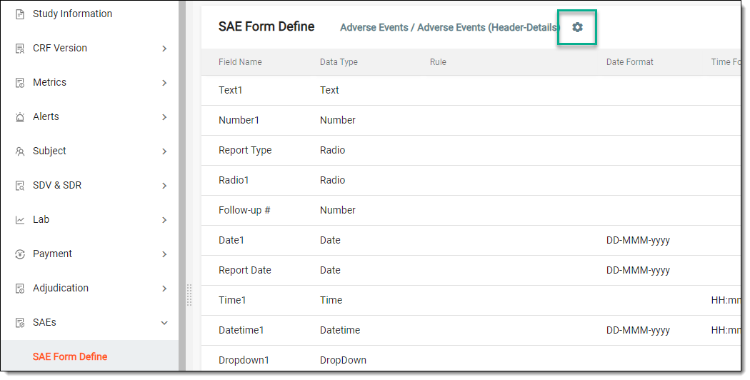 Selecting SAE trigger settings