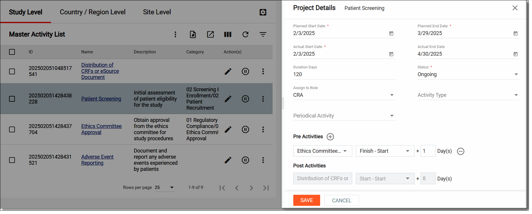 Updating activity details