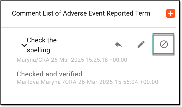 Selecting option to close comment