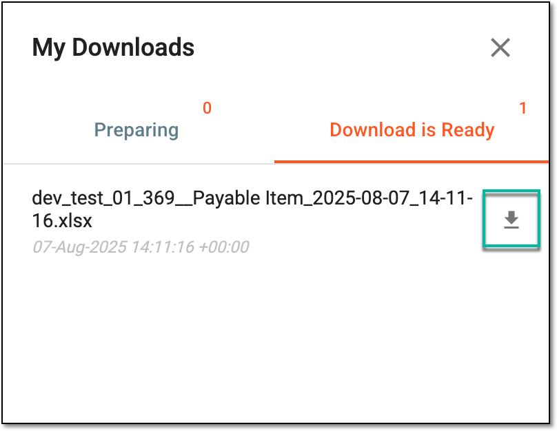 Downloading exported payable item list